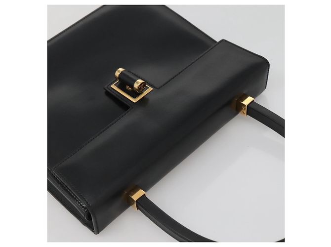 Borsa a mano GUCCI in pelle nera e oro 000 46 0096 Auth ep8407 Nero D'oro - vista 6