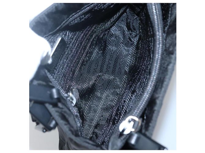 PRADA Borsa a mano in nylon plastico Auth ep8556 Nero - vista 11