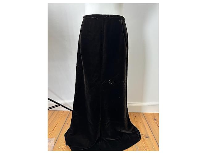 Gonna lunga vintage Givenchy in velluto nero - vista 2