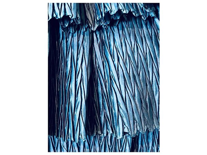 Marchesa Blaugrünes Seidenkleid mit Rock im Origami-Stil - Ansicht 7