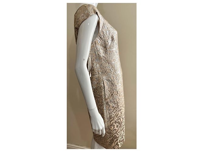 Marchesa Vestido de corte recto de jacquard de lamé dorado - vista 3