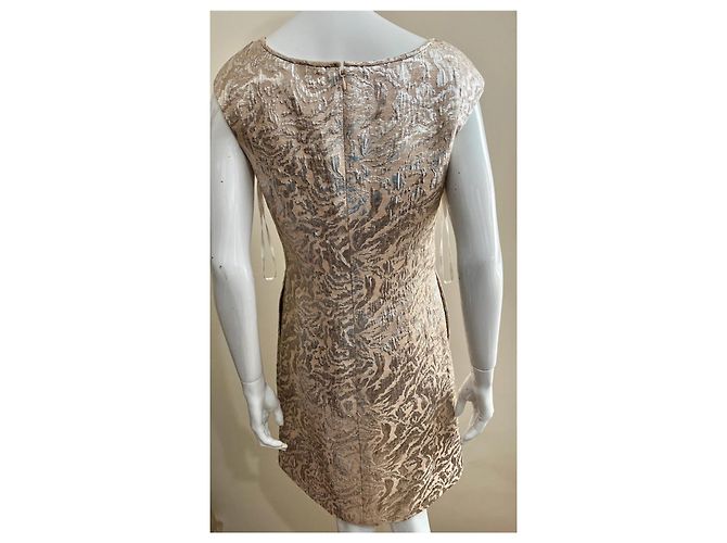 Marchesa Vestido de corte recto de jacquard de lamé dorado - vista 4