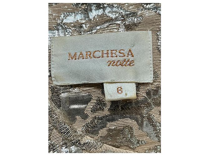 Marchesa Vestido de corte recto de jacquard de lamé dorado - vista 6