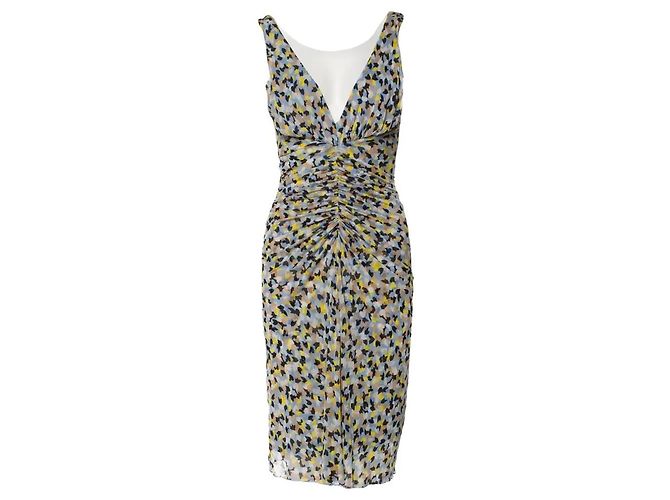 Diane Von Furstenberg DvF Aslin Seidenmesh-Kleid mit Raffung Mehrfarben - Ansicht 3