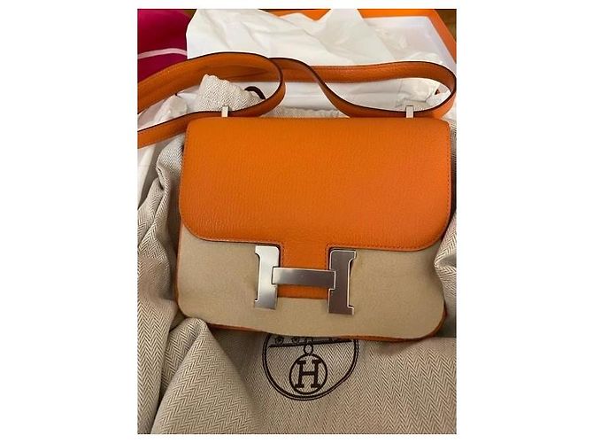 Hermès Constance mini couro de cabra laranja - vista 2