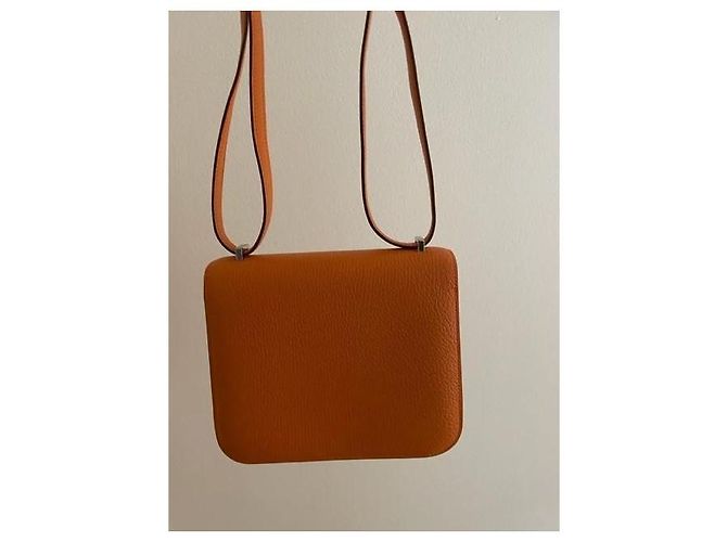 Hermès Constance mini couro de cabra laranja - vista 4