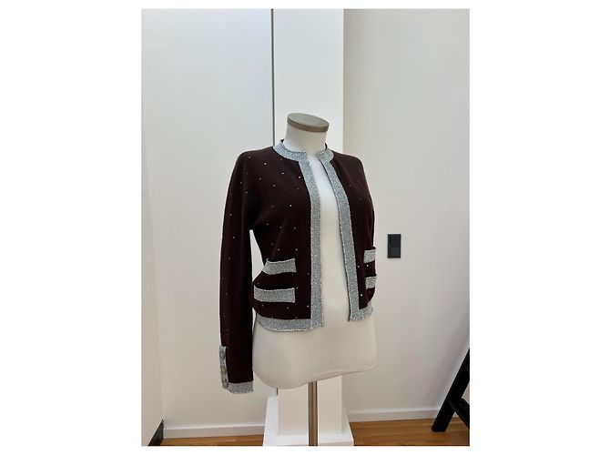 Chanel Kaschmirjacke Braun Silber - Ansicht 2