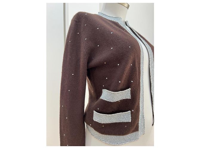 Chanel Kaschmirjacke Braun Silber - Ansicht 3
