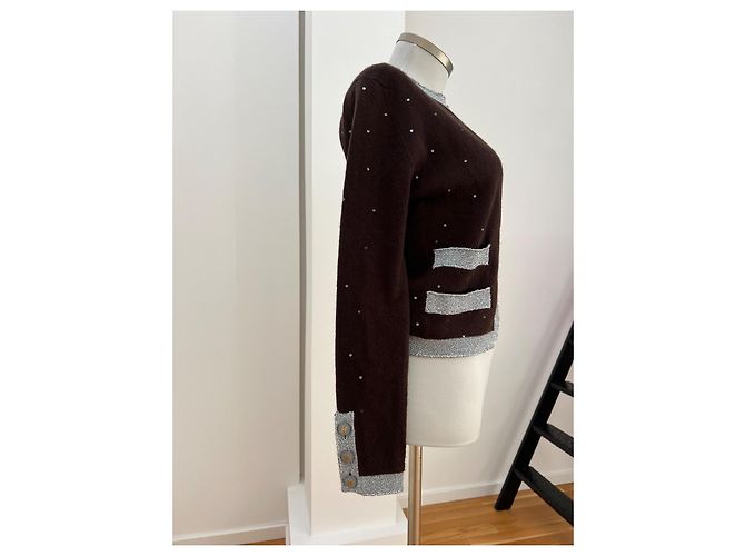 Chanel Kaschmirjacke Braun Silber - Ansicht 4