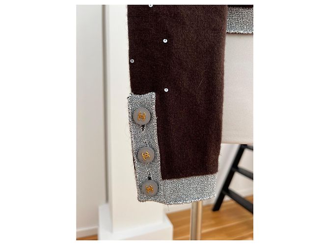 Chanel Kaschmirjacke Braun Silber - Ansicht 5
