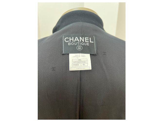 Giacca Chanel nera in seta e lana 40 Nero - vista 10