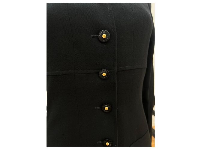 Giacca Chanel nera in seta e lana 40 Nero - vista 4