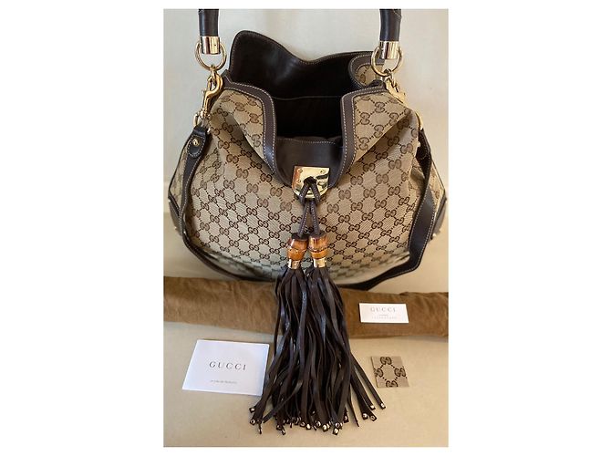 Borsa Gucci GG Monogram Indy Beige - vista 3