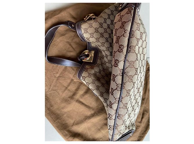 Borsa Gucci GG Monogram Indy Beige - vista 5