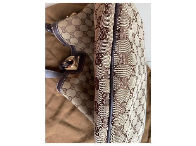 Borsa Gucci GG Monogram Indy Beige - vista 7