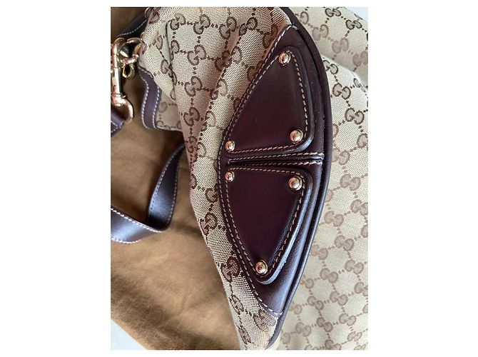 Borsa Gucci GG Monogram Indy Beige - vista 8