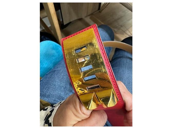 Hermès Medor Gürtel aus rotem Leder - Ansicht 8