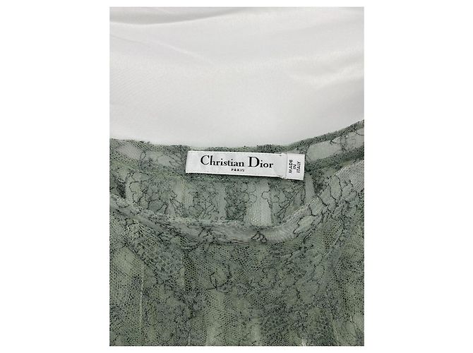Falda plisada de encaje de talle alto Christian Dior Gris Verde oliva Azul claro Turquesa - vista 7