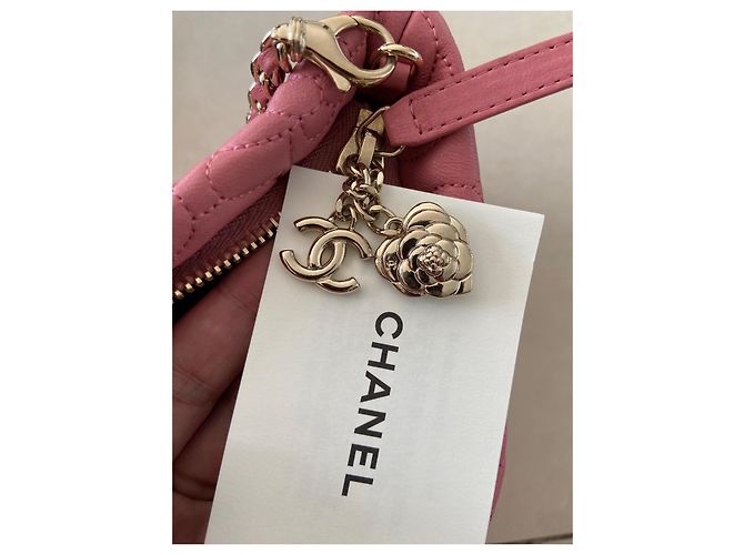 Chanel Camelia Borsa a mano in pelle trapuntata rosa - vista 10