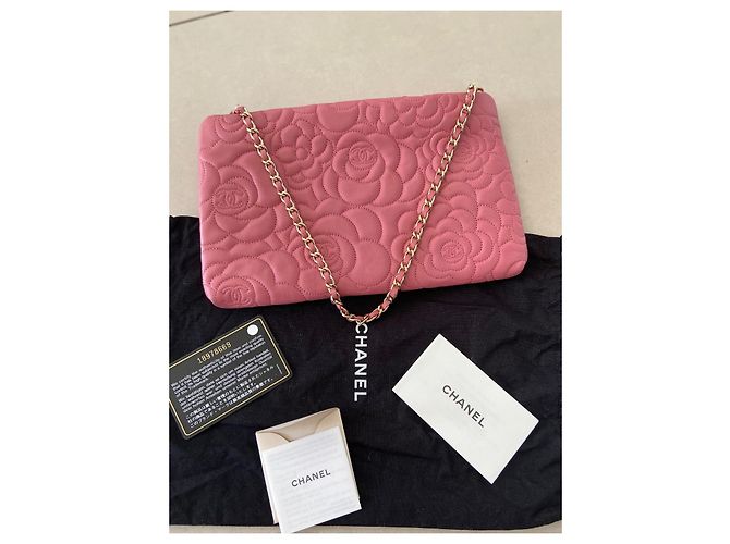 Chanel Camelia Borsa a mano in pelle trapuntata rosa - vista 11