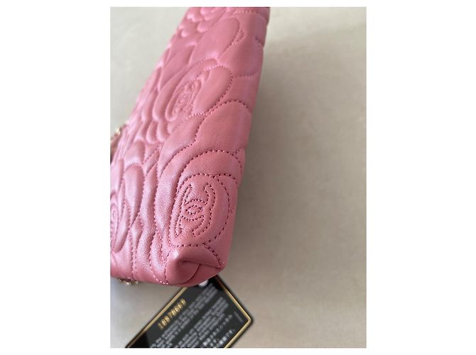 Chanel Camelia Borsa a mano in pelle trapuntata rosa - vista 13