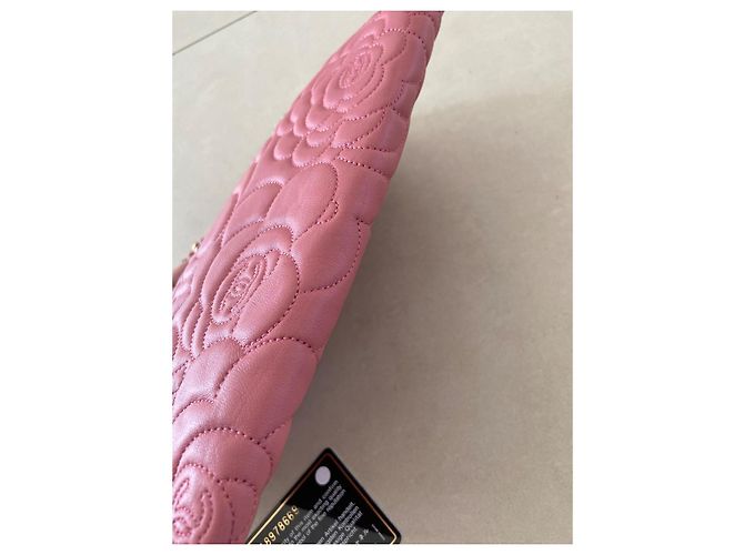 Chanel Camelia Borsa a mano in pelle trapuntata rosa - vista 14