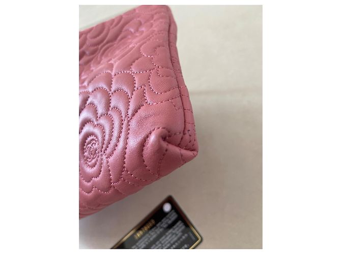 Chanel Camelia Borsa a mano in pelle trapuntata rosa - vista 17