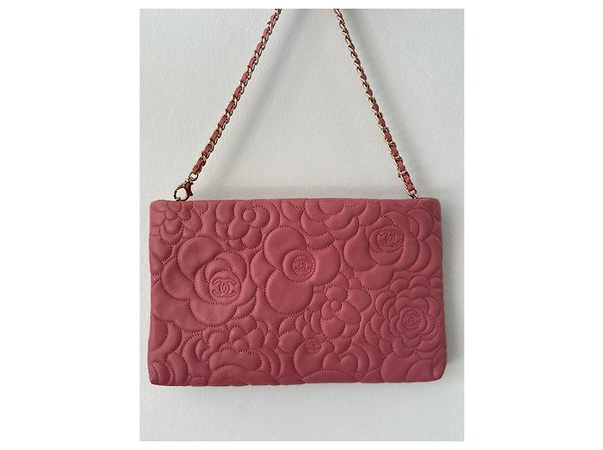 Chanel Camelia Borsa a mano in pelle trapuntata rosa - vista 2