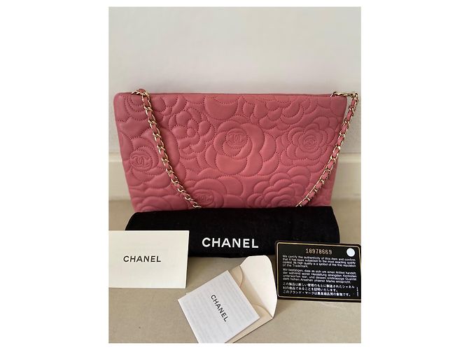 Chanel Camelia Borsa a mano in pelle trapuntata rosa - vista 3
