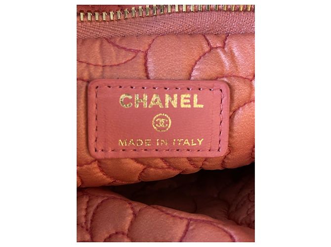Chanel Camelia Borsa a mano in pelle trapuntata rosa - vista 4