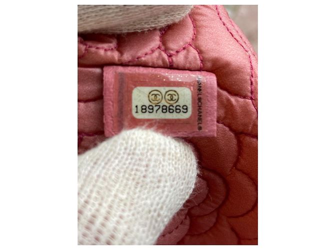 Chanel Camelia Borsa a mano in pelle trapuntata rosa - vista 5