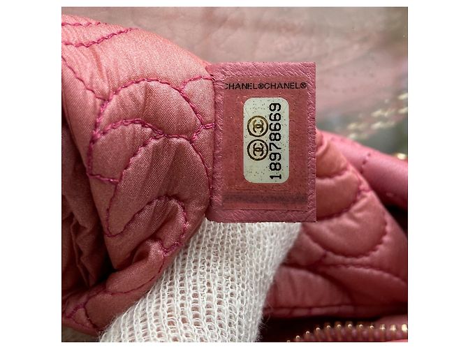 Chanel Camelia Borsa a mano in pelle trapuntata rosa - vista 6