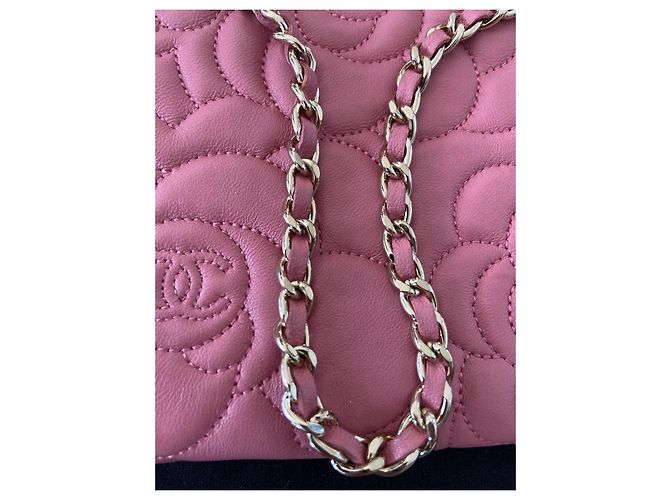 Chanel Camelia Borsa a mano in pelle trapuntata rosa - vista 7