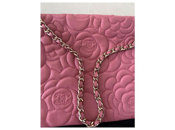 Chanel Camelia Borsa a mano in pelle trapuntata rosa - vista 8