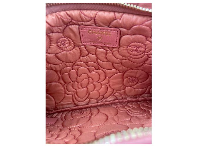 Chanel Camelia Borsa a mano in pelle trapuntata rosa - vista 9