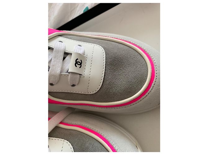 Chanel High-Top Sneaker Leder grau rosa - Ansicht 14