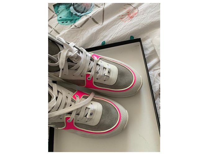 Chanel High-Top Sneaker Leder grau rosa - Ansicht 15