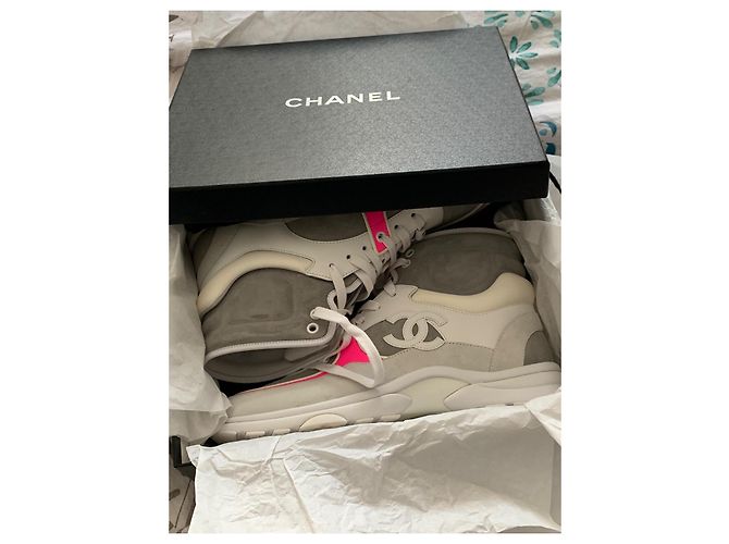 Chanel High-Top Sneaker Leder grau rosa - Ansicht 8