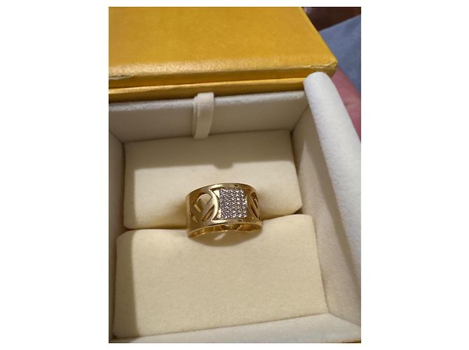 Anello Fendi in metallo e cristallo oro D'oro - vista 3