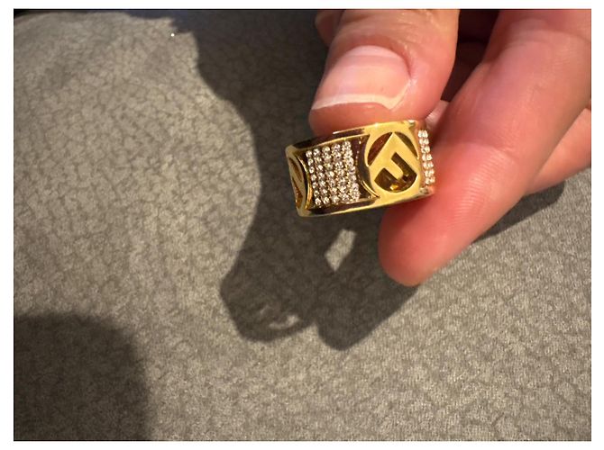 Anello Fendi in metallo e cristallo oro D'oro - vista 5