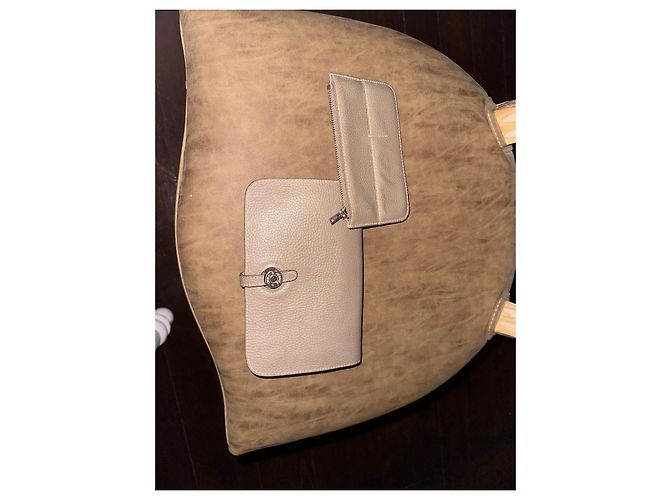 Carteira longa Hermès Dogon Duo GM em couro preto Cinza - vista 2