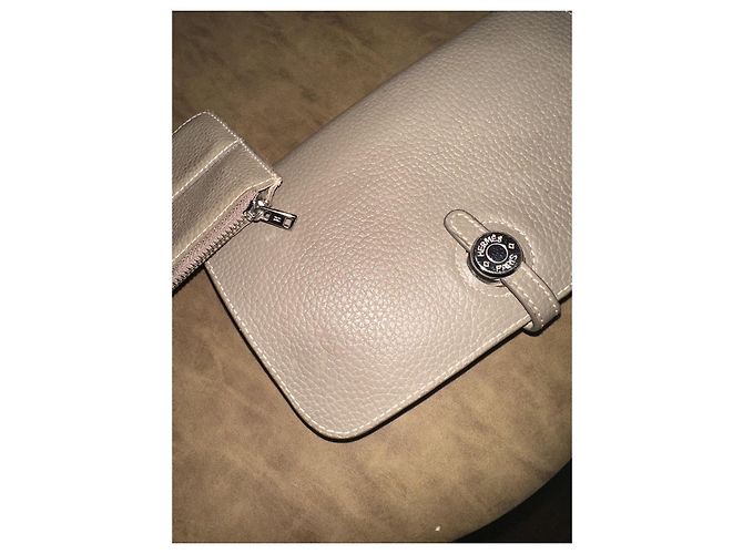 Carteira longa Hermès Dogon Duo GM em couro preto Cinza - vista 3