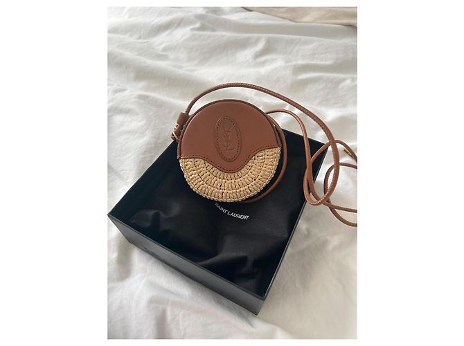 Yves Saint Laurent Mini borsa Saint Laurent Raffia Paglia Marrone scuro - vista 2