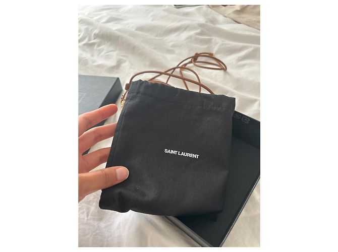 Yves Saint Laurent Mini borsa Saint Laurent Raffia Paglia Marrone scuro - vista 4