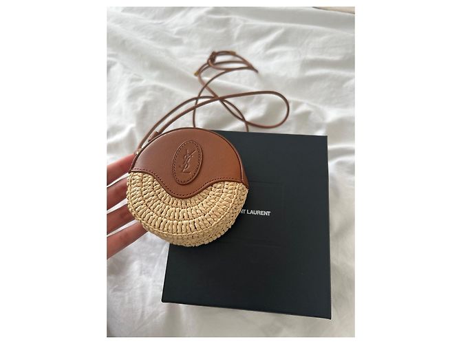 Yves Saint Laurent Mini borsa Saint Laurent Raffia Paglia Marrone scuro - vista 5
