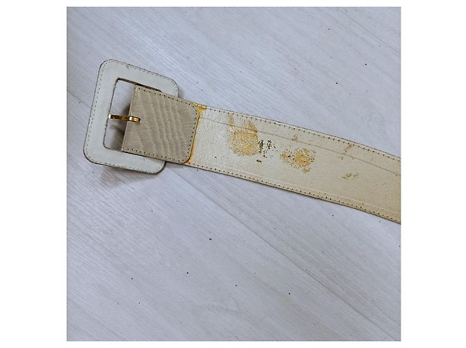 Vintage Saint Laurent Gürtel aus den frühen 80ern Weiß Golden - Ansicht 8