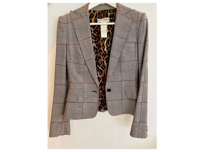Dolce & Gabbana Check Wool Blazer Grey - view 2