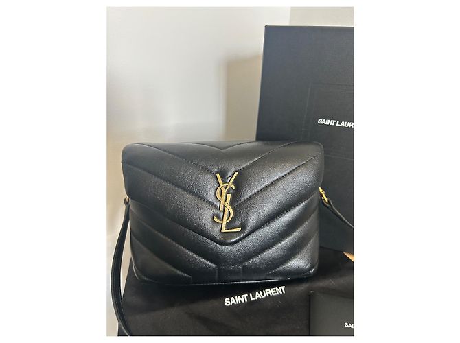 Borsa a mano Saint Laurent Loulou Toy in pelle nera Nero D'oro - vista 3