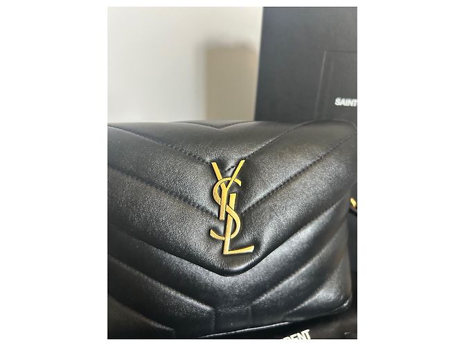 Borsa a mano Saint Laurent Loulou Toy in pelle nera Nero D'oro - vista 4