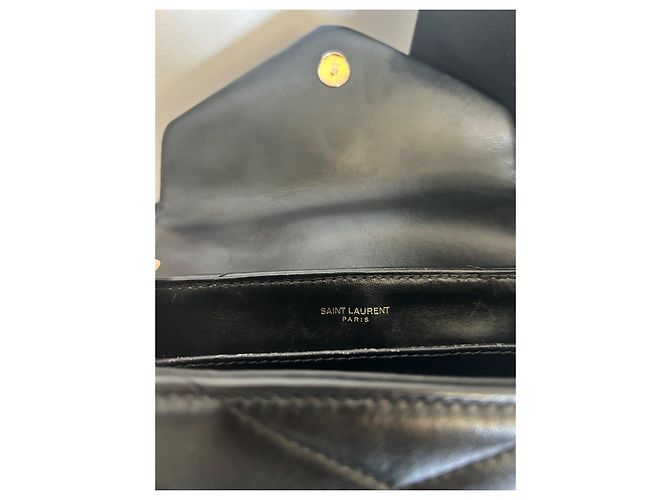 Borsa a mano Saint Laurent Loulou Toy in pelle nera Nero D'oro - vista 7
